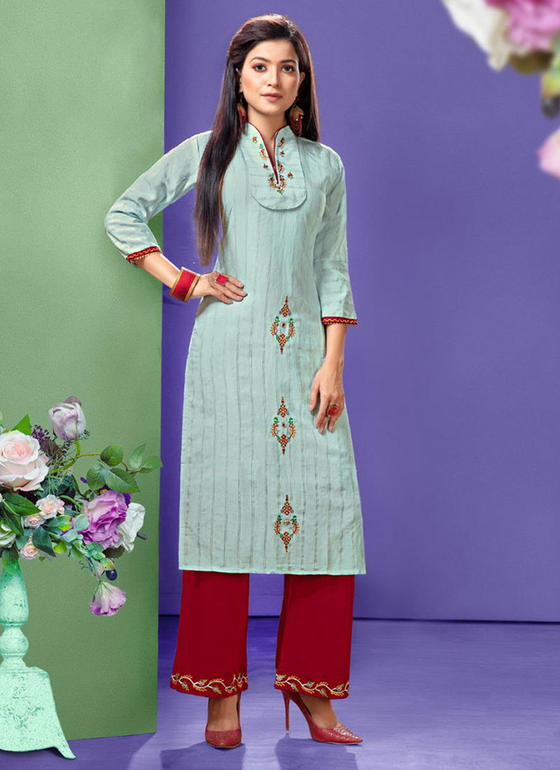 Hayat Latest Designer Rayon Top Hand Work Plazo Kurti Collection 001-008
